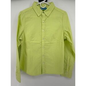 Fresh Produce Button Down Shirt Womens Small Green Long Sleeve‎ Top Casual